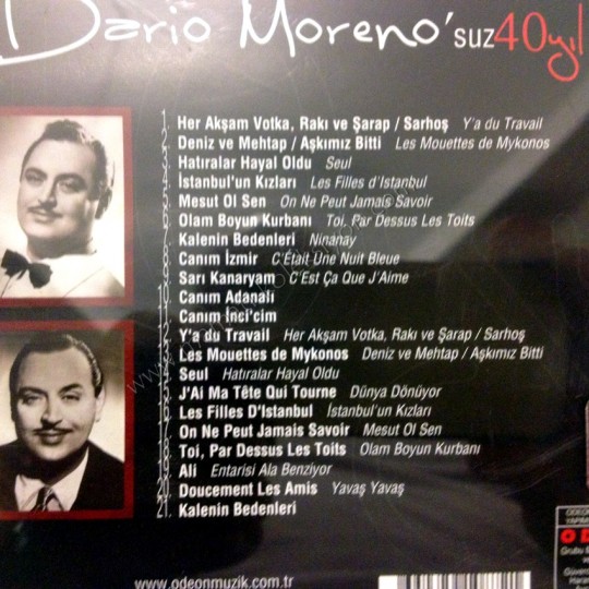 Dario Moreno'suz 40 yıl Türk Pop Müziği Cd