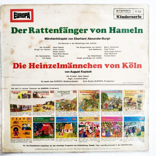 Der Rattenfanger Von Hameln - Die Heinzelmannchen Von Köln  / Fareli köyün kavalcısı - Plak