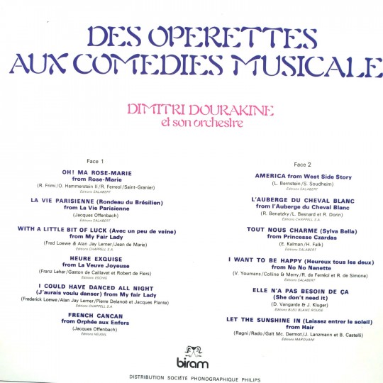 Des Operettes aux Comedies Musicales / Dimitri DOURAKINE et son orchestre - Plak
