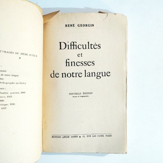 Difficultes Et Finesses De Notre Langue - Rene Georgın / Kitap