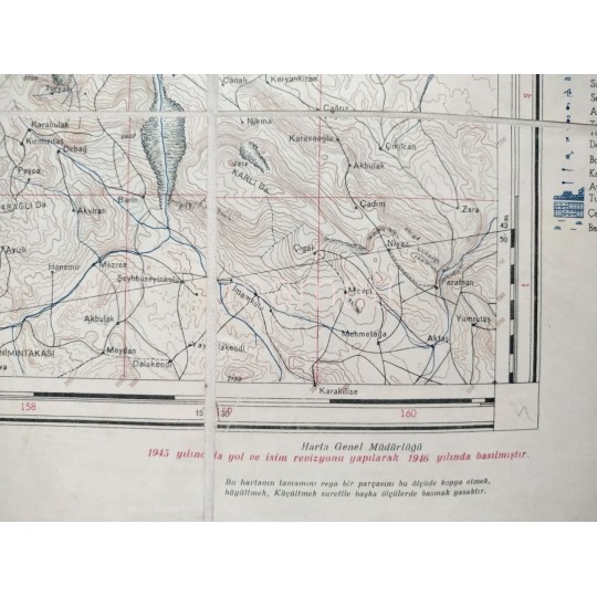 Doğubayazıt Erivan 1946 tarihli bez harita