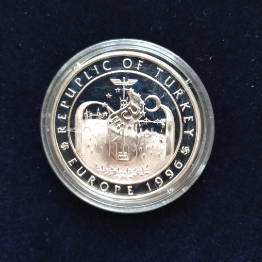 ECU Republic Of Turkey / Europe 1996 - Sertifikalı Gümüş Hatıra Para