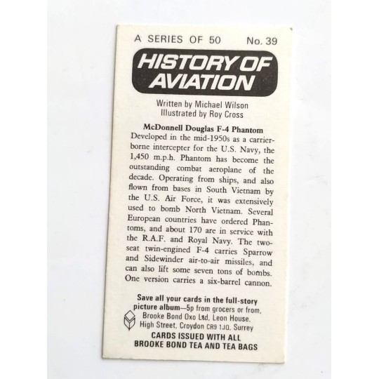 F4 Phantom - History of Aviation / Brooke Bond Çay Kartı