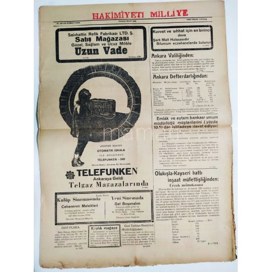 Gazi Hazretleri şehrimizde - Hakimiyeti Milliye gazetesi 6 Mart 1932 / Eski gazeteler