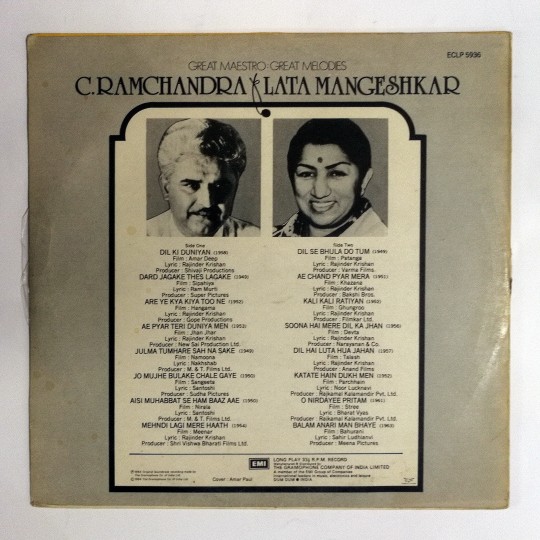 Great Maestro - Great Melodies - C. RAMCHANDRA / Lata MANGESHKAR  / Plak