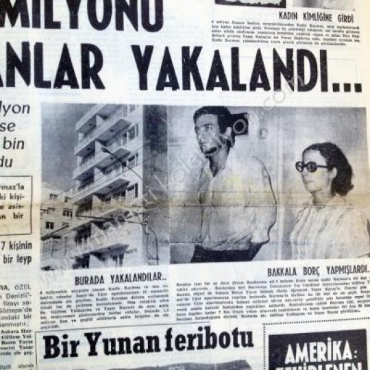 Kadir KAYMAZ soygun haberli, Milliyet gazetesi, 29 Ağustos 1971 Dev - Genç, - Efemera