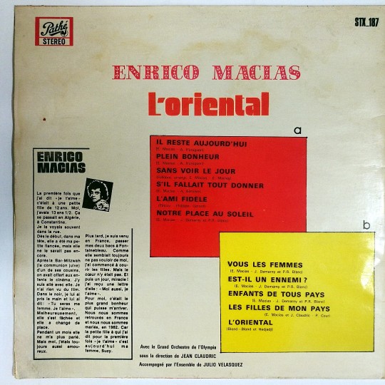 L'oriental  - Enrico MACIAS / Plak