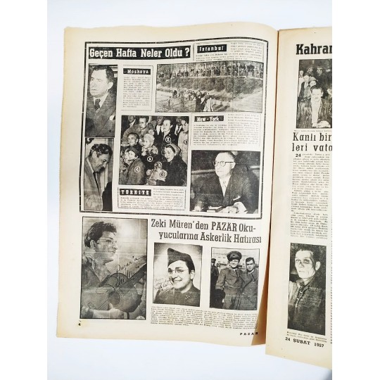 Pazar gazetesi 24 Şubat 1957 / Zeki MÜREN HABERLİ - Eski Gazete