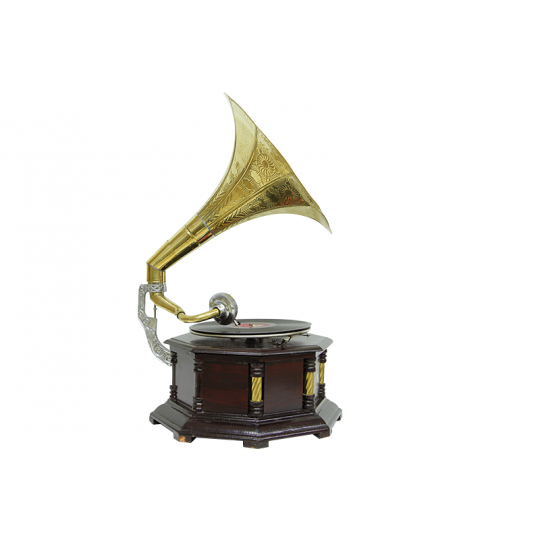  Sekiz Köşeli Bronz İşli Gramofon