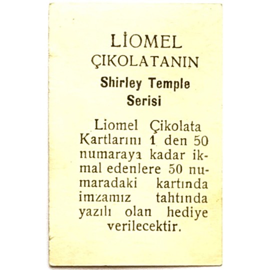 Shirley TEMPLE - Liomel Çikolatası / Şekerleme kartları