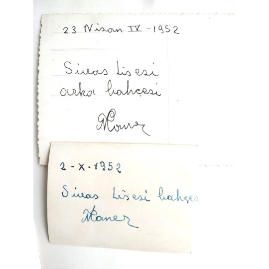 Sivas lisesi 1952 tarihli 2 adet fotoğraf / 9x14 ve 6x8 cm. Fotoğraf