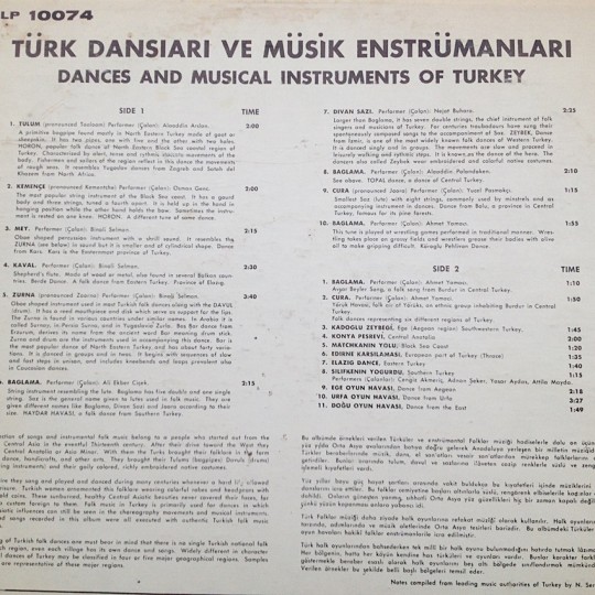 Türk dansları ve müzik enstrumanları - Plak
