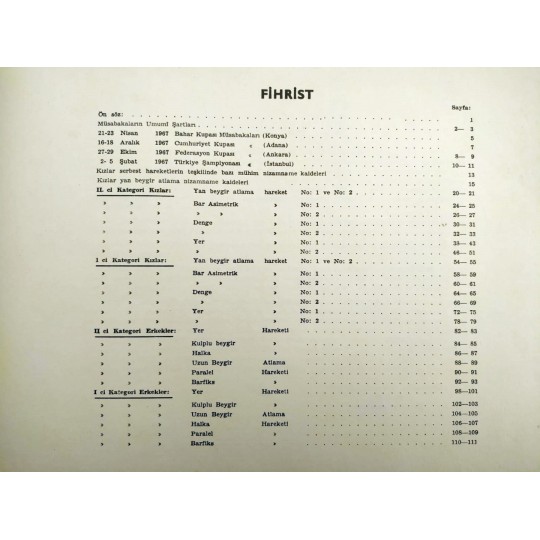 Türkiye Jimnastik Federasyonu 1967, 1968, 1969 Mecburi hareketleri ve 1967 Müsabaka programı / Efemera