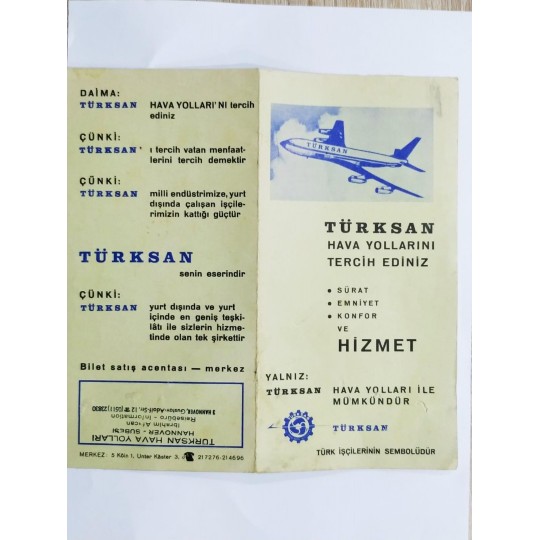 Türksan Hava Yolları - Hannover Türk işçilerinin sembolüdür / Efemera 