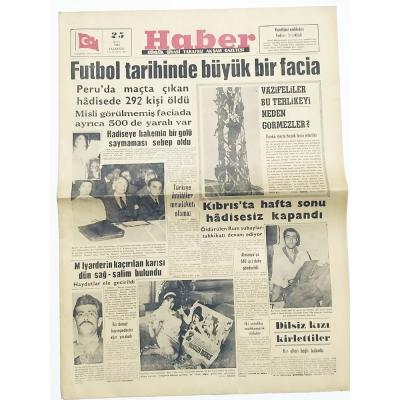 25.5.1964 Haber gazetesi / Futbol tarihinde büyük bir facia - Gazete