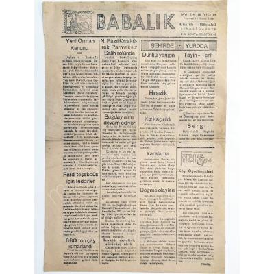 Babalık Gazetesi 14 Kasım 1949 KONYA - Gazete