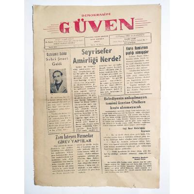 Diyarbakır Demokrasiye Güven gazetesi, 22 Temmuz 1955 - Efemera