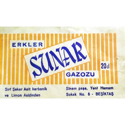 Erkler Sunar gazozu Beşiktaş - Etiket/ Efemera