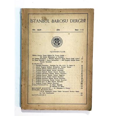 İstanbul Barosu Dergisi Sayı:1-2 / 1970 - Dergi