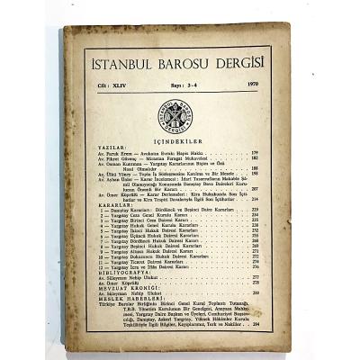 İstanbul Barosu Dergisi Sayı:3-4 / 1970 - Dergi
