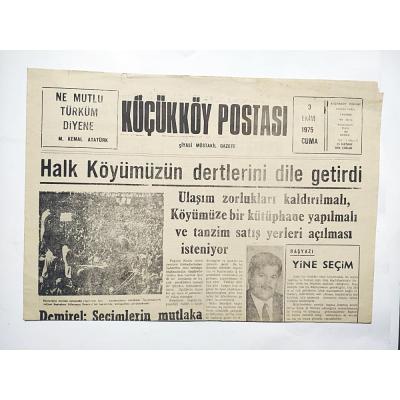 Küçükköy Postası 3 Ekim 1975 - Eski Gazete