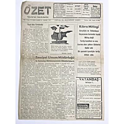 Özet gazetesi, 20 Kasım 1957, Sayı:18 Gaziantep  