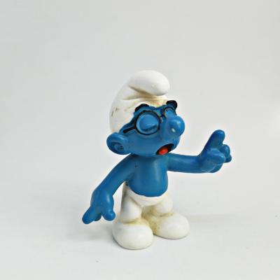 Gözlüklü Şirin - Şirinler / Brainy - The Smurfs - Peyo 2004 - Made in Germany / Oyuncak Figür