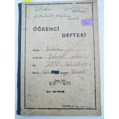 ÖĞRENCİ DEFTERİ / 1958 - 1959 - Defter