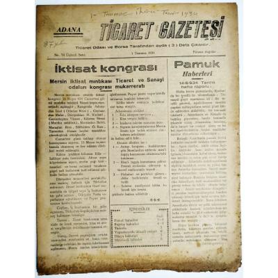 ADANA Ticaret Gazetesi, 1 Temmuz 1934  / Gazete