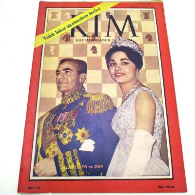 İran Şahı Rıza Pehlevi ve eşi Farah DİBA kapaklı, Kim dergisi 1961 - Dergi