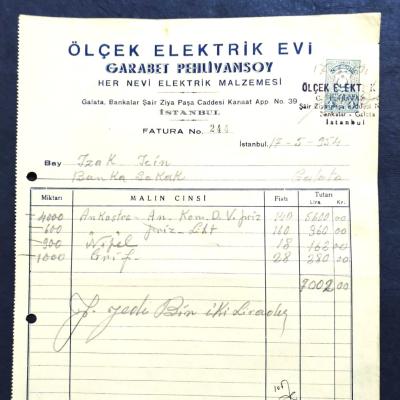 Ölçek Elektrik Evi - Garabet PEHLİVANSOY / Fatura