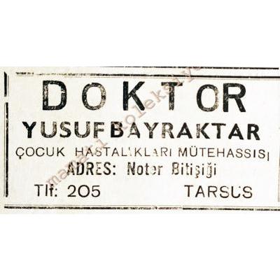 Doktor Yusuf BAYRAKTAR Tarsus  Gazete Reklamı - Efemera