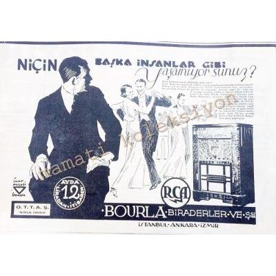 RCA radyoları Bourla biraderler - Gazete reklamı İhap HULUSİ - Efemera