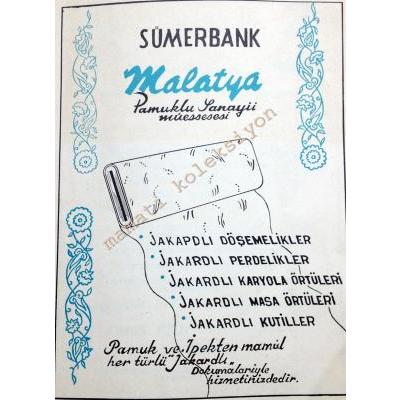 Sümerbank Malatya Pamuklu Sanayii müessesesi - Dergiden çıkma reklam - Efemera