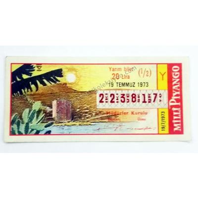 19 Temmuz 1973 Yarım bilet - Milli Piyango bileti - Efemera