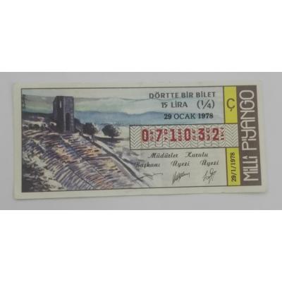 29 Ocak 1978 - Dörtte bir bilet - Milli Piyango bileti - Efemera