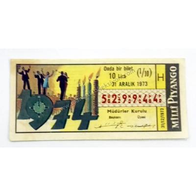 31 Aralık 1973 Onda bir bilet - Milli Piyango bileti - Efemera