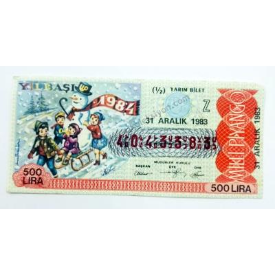 31 Aralık 1983 Yarım bilet - Milli Piyango bileti - Efemera