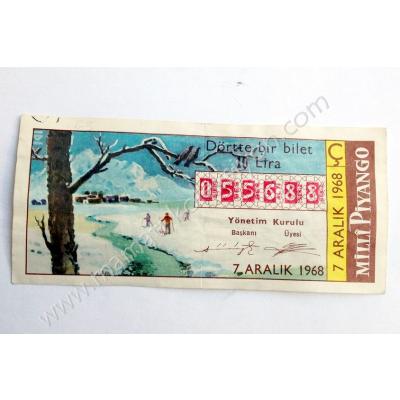 7 Aralık 1968 Dörtte bir bilet, milli piyango - Efemera