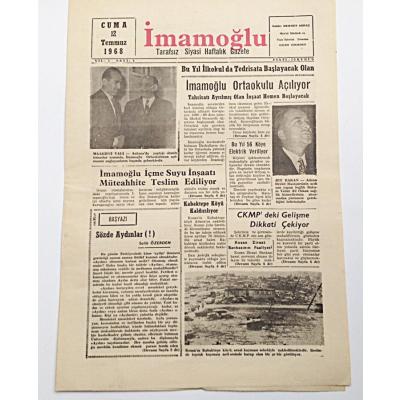Adana İmamaoğlu gazetesi, 12 Temmuz 1968 - Efemera
