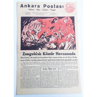 Ankara Postası gazetesi, 14 Ocak 1948 Ankara, Bolu, Çankırı, Yozgat, Zonguldak - Efemera