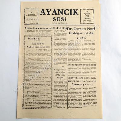 Ayancık sesi gazetesi, 24 Ağustos 1970, Sayı:4 Sinop, Ayancık - Efemera