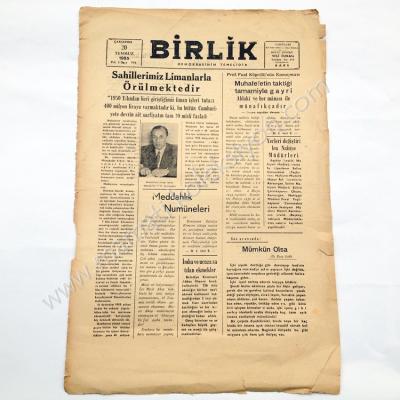Birlik Demokrasinin temelidir, gazete, 20 Temmuz 1955 Kars - Efemera