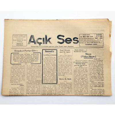 Bursa Açık Ses gazetesi, 13.4.1946 - Efemera