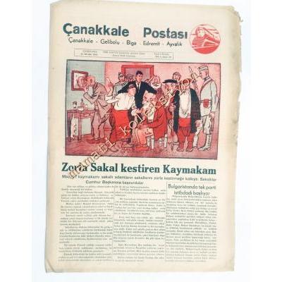 Çanakkale Postası gazetesi - 21 Ocak 1948 Zorla sakal kestiren kaymakam Gelibolu, Biga, Edremit, Ayvalık - Efemera