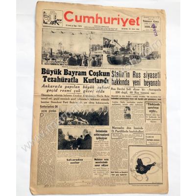 Cumhuriyet gazetesi, 30 Ekim 1948 29 Ekim gazeteleri - Efemera