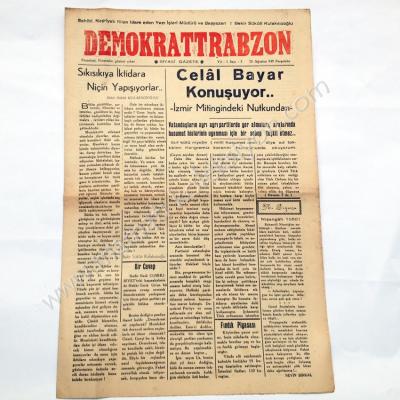 Demokrat Trabzon, 25 Ağustos 1949, Sayı:3 Trabzon - Efemera