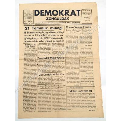 Demokrat Zonguldak, 16 Temmuz 1949 Zonguldak - Efemera