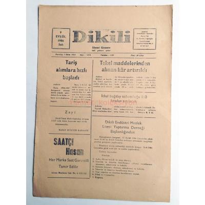 Dikili gazetesi, 1 Ekim 1963 - Efemera