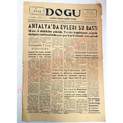 Doğu gazetesi, 9 Ocak 1959 Erzurum - Efemera